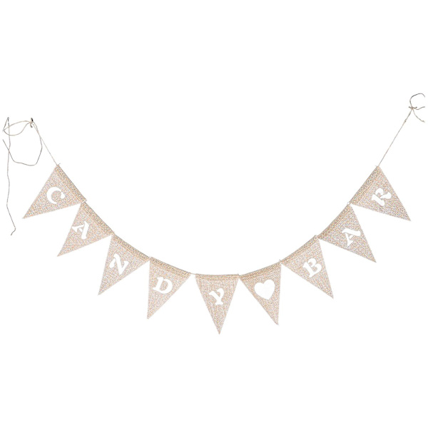 Candy Cane Heart Banner Burlap Pennant Triangular Burlap Banner Party Decoration Pennant (Som visas på bilden)