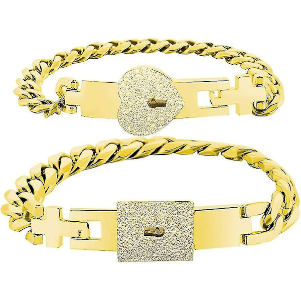 2 stk Acsergery rustfritt stål elsker hjerte kjærlighet lås nøkkel armbånd sett