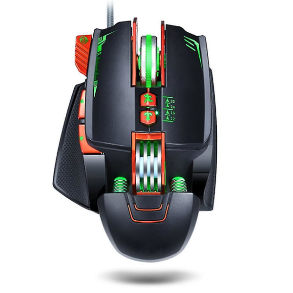 Trådbunden spelmus med bakgrundsbelysning Ergonomisk mus Programmerbara lägen - svart
