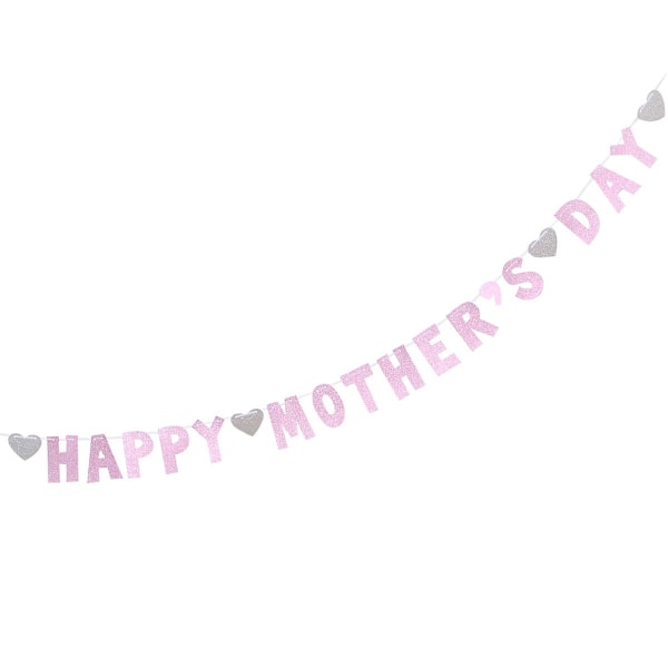 3M Glad Mors Dag Banner Glitterband Mors Dag Vimpel Girlang Dekoration Mors Dag Present (Rosa)(Rosa)