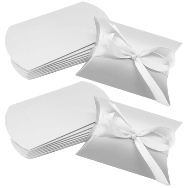 50-delad kuddförpackning festgåva godisförvaringslåda bröllop liten presentask (9X6,5cm, silver)