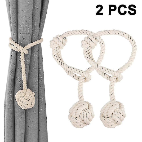 Handgjorda bomullsgardinbindningar Tiebacks Clip Tassels Fönsterrep (Beige)