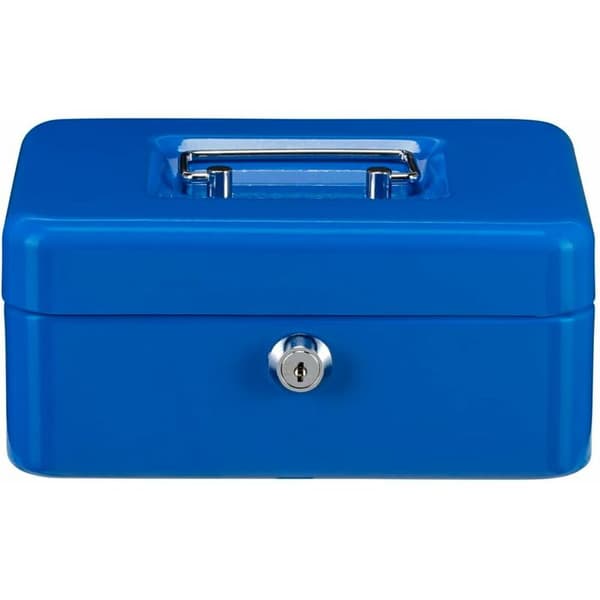 Pengar Box, Låsbar, med Nyckel och Hård Pengar Clip, Stålplatta, 1pc (Blå)