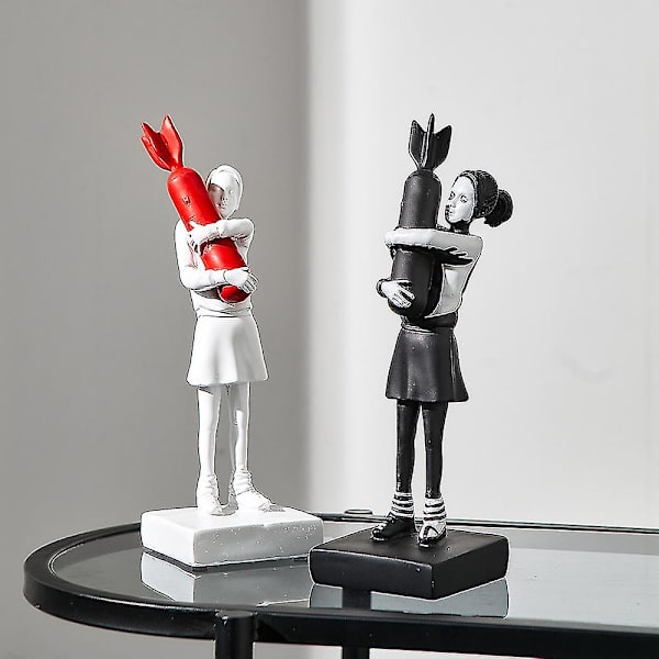 Banksy Kramar Bomb Flickan Staty Skulptur Kramare Kramar Fred Bomb Flickan Heminredning Tillbehör Vardagsrumsdekoration (Höjd 25CM)