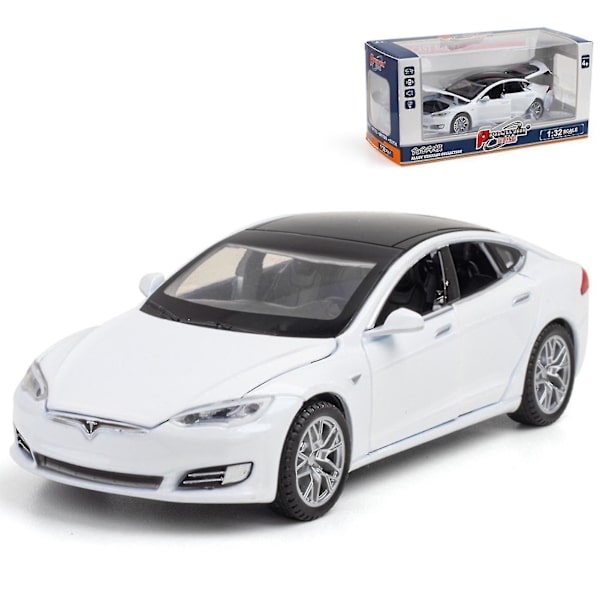Tesla Model S -leluauto valolla ja avattavilla ovilla, musiikilla varustettu simulaatioajoneuvo, saatavana useissa väreissä (valkoinen)