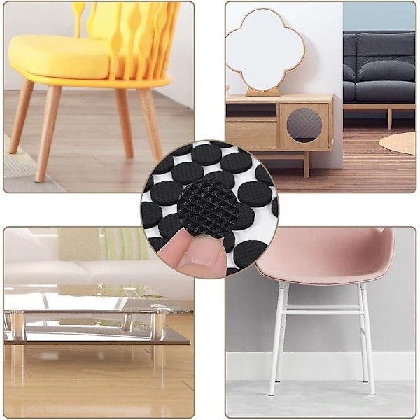 Gummipads for møbelben, lette selvklebende møbelbeskyttelsespads glir bordbeskyttelsesfotbuffer for stol-sofaben, runde,