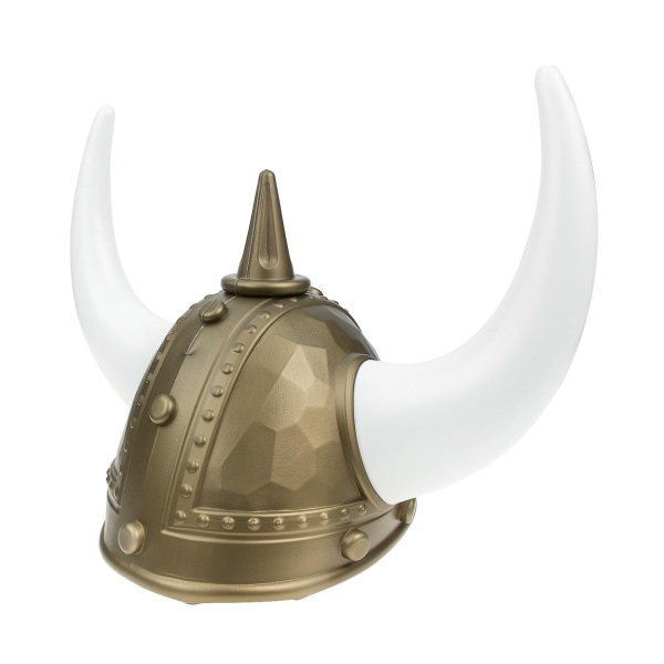 Dekoreret hornhjelm vikingestil hovedbeklædning maskeradekostume til voksne (30X26 cm, multi-farve)