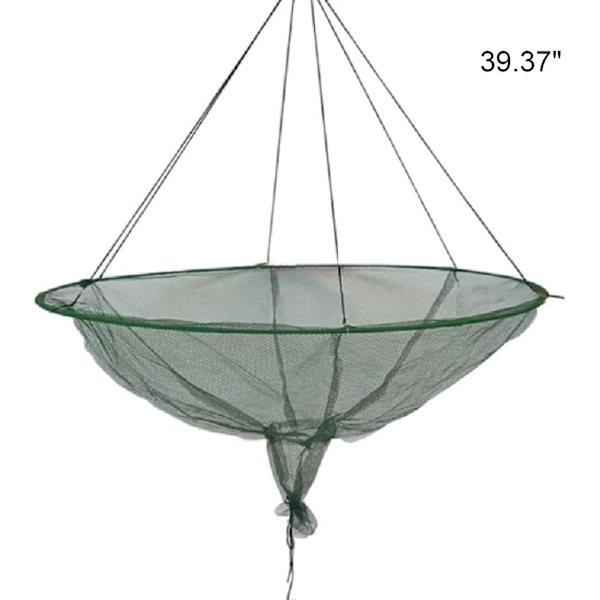 Hopfällbart fiskenät, bärbart räkbete, krabba, räka, nät, dropplandningsfiske, pir, hamnar, damm, handnät, krabbnät (100 cm)