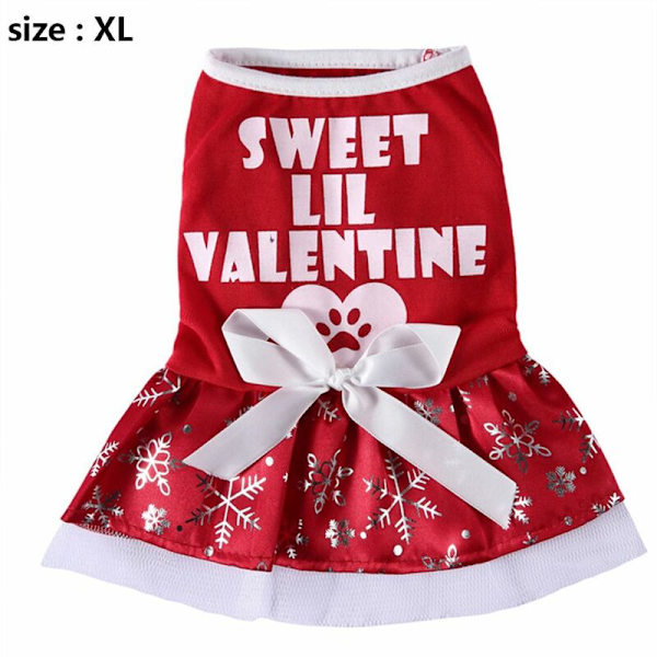Hundkostym Halloween Kattkläder Jul Semester Temafest Snöflingaklänningar med rosett (XL)