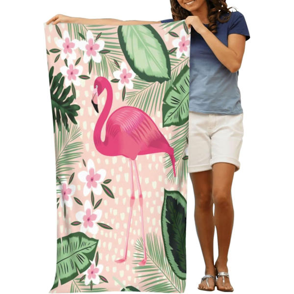 Flamingo strandhåndkle for kvinner, voksen mikrofiber hurtig tørkende strandhåndkle, søt personlig design, 59\" x 27.5\"