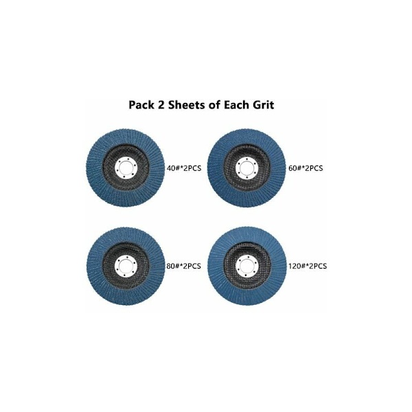 8-pack lamellskivor, 125 mm lamellskivor, korn 40/60/80/120, skivfack, slipsskivor för avlägsnande av grader, polering, rost, ytbehandling - blå