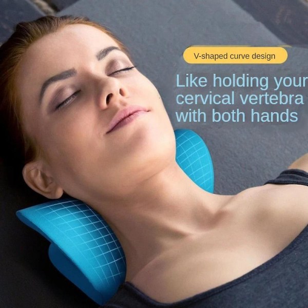 Nacke Skulder Bår Relaxer Massagekudde Cervikal Kiropraktisk Draganordning för smärtlindring Cervical Spine Alignment Kap（C-Black）