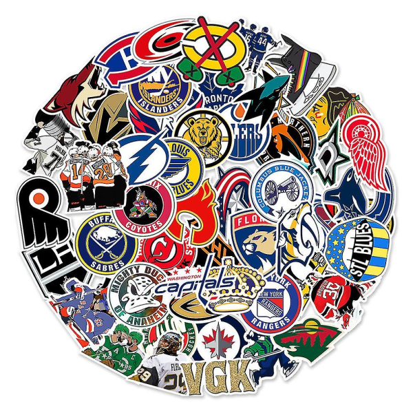 50-pack Hockey Team Fan Logo Sticker Series Waterproof Stickers