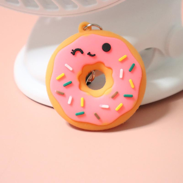 2 stk. populær nøglering (pink + grøn) Stereoskopisk tegneserie vedhæng Donut nøglering