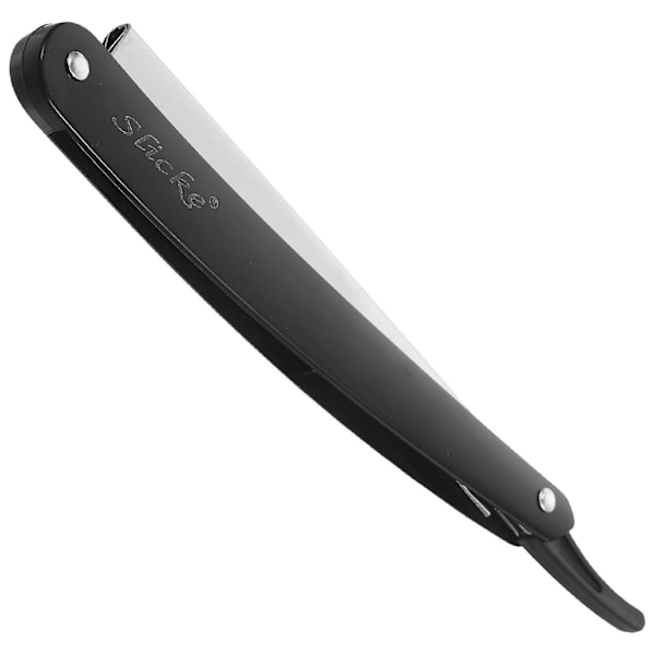 Snygg rakhyvel för rakt hår i stål för män, retro rakhyvel i metall för frisör (svart) (1 st, svart)