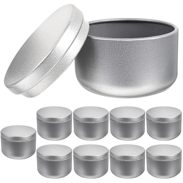 10-pack förseglade burkar i plåt, förseglade förvaringsburkar, löste, teburkar, marin förvaringshylla (5,4X5,4X4CM, silver)