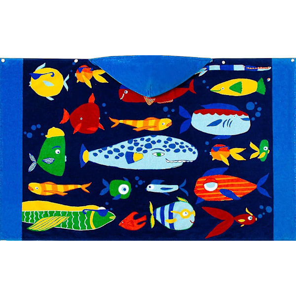 24x47 Fisk Kul Strandbadhandduk Med Huva För Barn Småbarn Pojkar Flickor 3 Till 12 År, Storlek 24x47