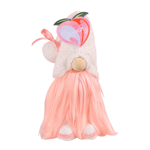 Gnomedocka stående pose persika tema polyester plysch ansiktslös dvärg skog äldre älv dekoration heminredning（Rosa）