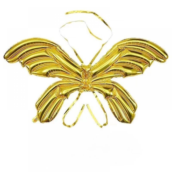 Uppblåsbara fjärilsvingballonger, folieballonger lätta, hållbara, bärbara, perfekta för fester och festivaler (guld (2 st))