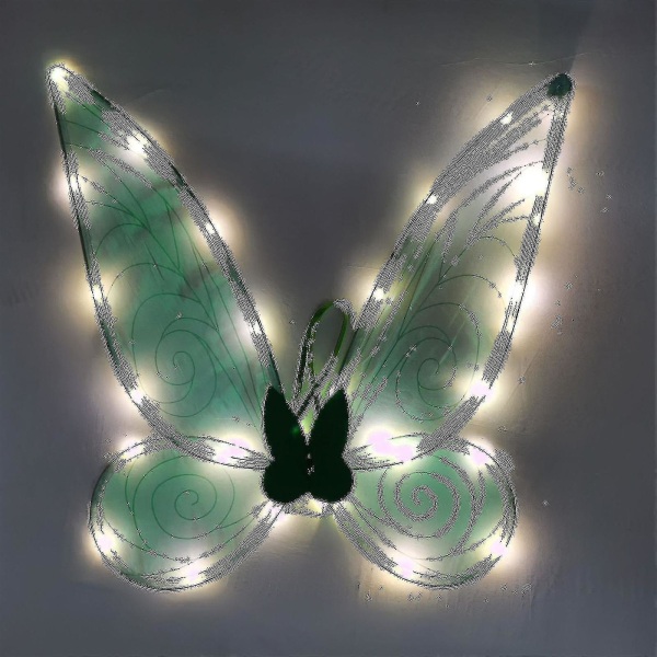 Fairy Wings För flickor Vuxna, Light Up Butterfly Wings, Glödande Led Fairy Wings för barn Kvinnor（grön）