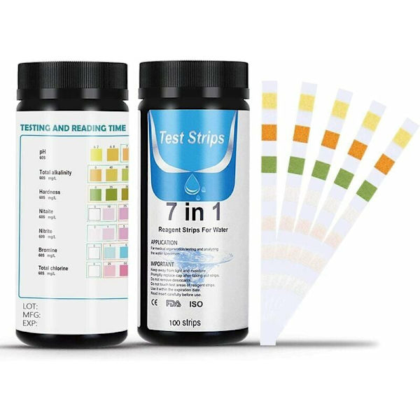 100-pack vattenkvalitetstest remsor för klor, brom, nitrit, nitrat, hårdhet, total alkalinitet, pH