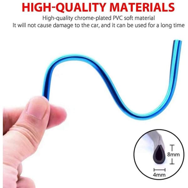 10 st 19 cm U-formad kromlist för bilstyling i PVC (blå)