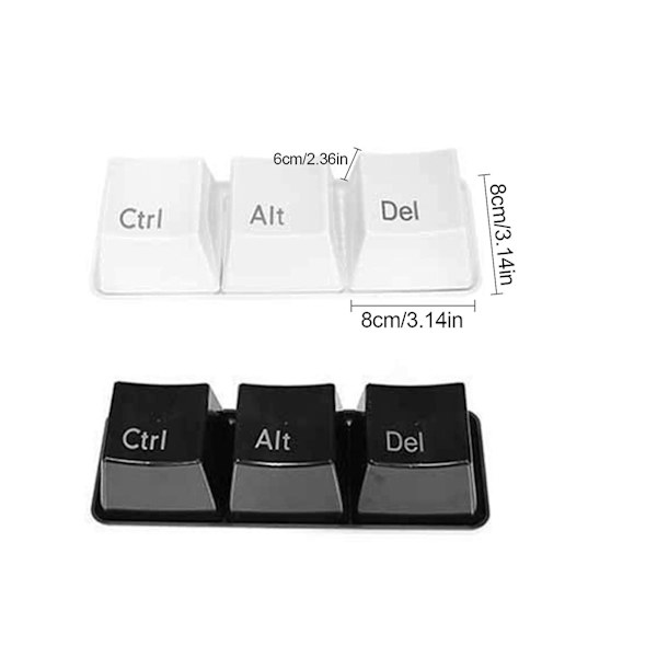 2024Ny 3 stk tastatur kaffekopp tekopp vannkrus Ctrl Del Alt nøkkelkrus med brettsett（hvit）