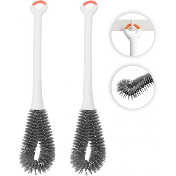 Hemflaskrengörare med långt handtag i nylon (2-pack vitt)