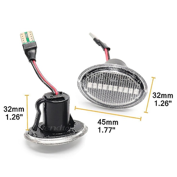 Rav Amber LED Dynamisk Blinklys til Fiat 500 500c 500l Blinkende Sidemarkørlys til Abarth 500 595 695 Alfa 4c Lancia（Dynamisk Krystal）