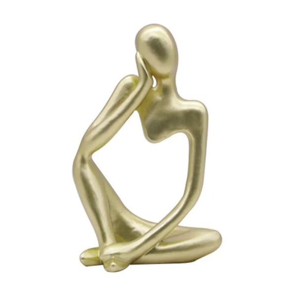 Tænker statue abstrakt håndlavet harpiks moderne hul tænker billedhugger i guld farve 1
