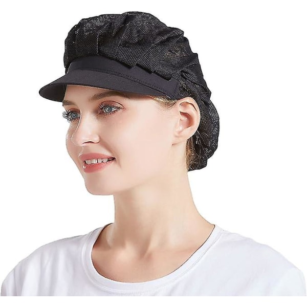 Set 3 mustaa keittiömestarin hattua mesh unisex keittiöhatuilla työpajoihin, tehdaskeittiöihin, pitopalveluun ja leipomoihin.