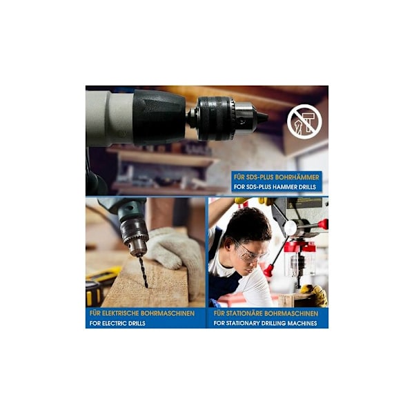 S&R Borrchuck 1,5-13 mm 1/2-20 UNF med sds plus adapter och chucknyckel
