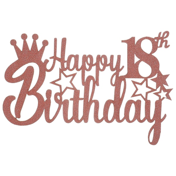 Gratulerer med dagen Cake Topper Cupcake Topper Bursdagskake dekorasjon 18-års bursdag Cake Topper (15.00X9.00X0.10CM, rosa farge)