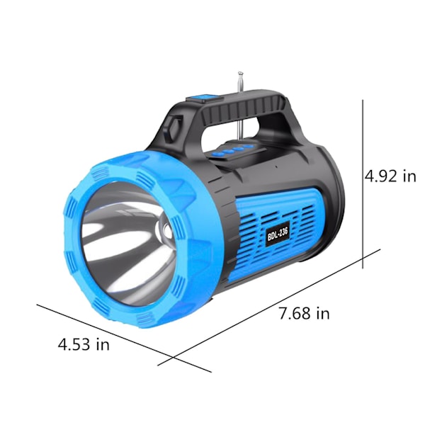 Bärbar solcellsdriven Bluetooth-högtalare, trådlös utomhushögtalare med subwoofer, djup bas stor kraftfull stereohögtalare med powerbank FAN20240643（Blå）