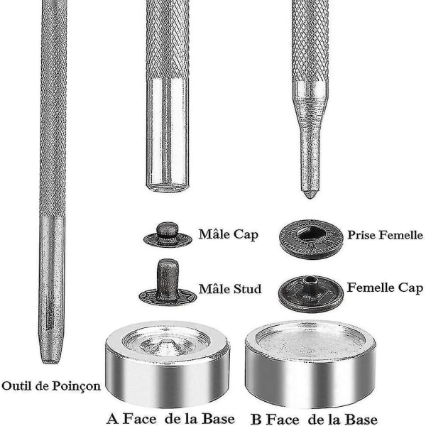 120 Set Läder Knappar Kit 6 Färg Metall Knappar Med 4 st Fästverktyg