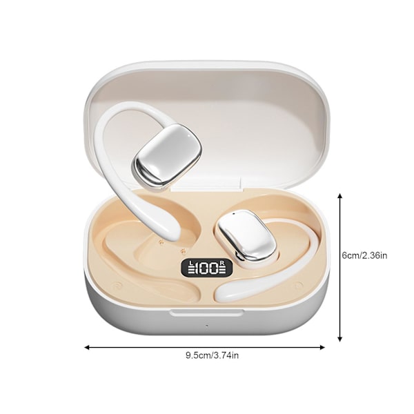 Benledning Bluetooth V5.4 Hörlurar Med Icke I Örat Hängande Typ Sport Digital Display Och Ultra Lång Batteritid Trådlösa Hörlurar（Vit）