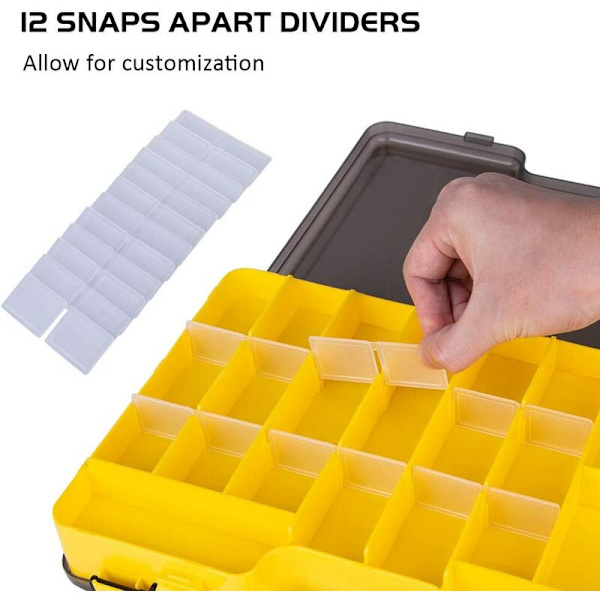 Plastfiskebox - Fack med flera fack för förvaring av beten och tillbehör, Box & Fack (Gul)