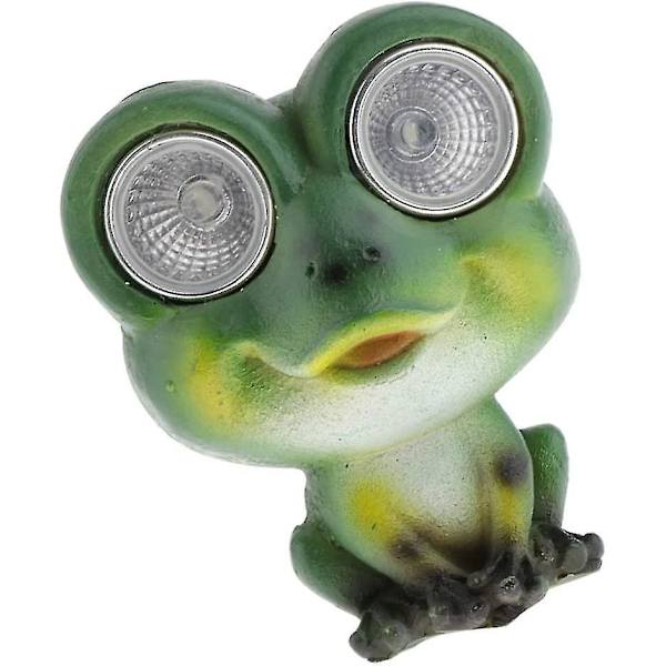 2 st Resin Grön Groda Staty, Solcellsbelysning Utomhus LED-Ljus Ögon Djur Staty