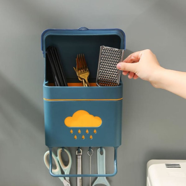 Moln Raindrop Ätpinnehållare Med Lock Väggmonterad Organiseringslåda För Förvaring Av Bordsartiklar