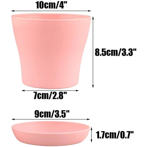 8 stk. 10 cm små farverige plastik blomsterpotter til indendørs planter, 8 farver