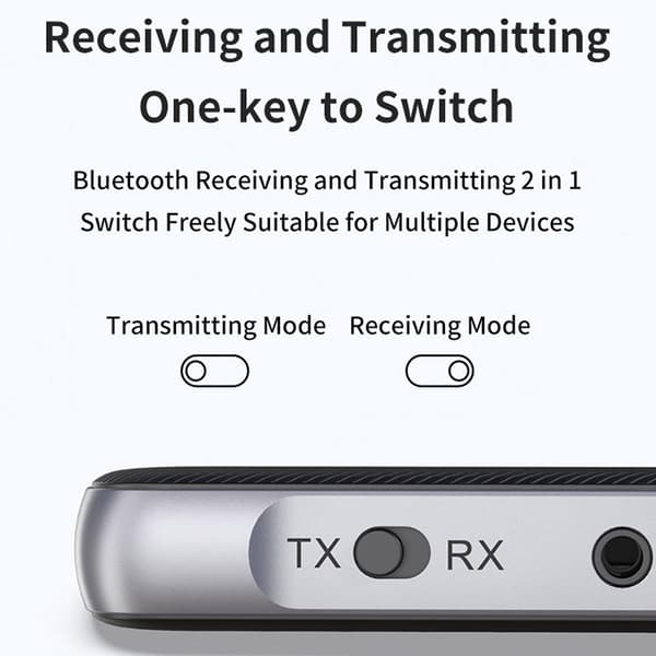 Bluetooth 5.3 Sändare Mottagare 2-i-1 Handsfree Samtal AUX Interface LED Display Ljudadapter（Svart）