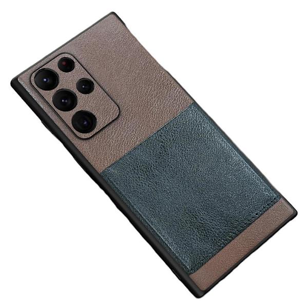 Kompatibel med Samsung S23 Ultra-fodral, konstlädermaterial, perfekt skydd, reptåligt och droppskyddat, lämpligt för alla tillfällen (brunt)