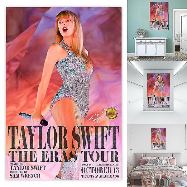 Taylor Swift The Eras Tour Affisch Väggkonst 13 oktober World Tour Filmaffischer Swift Väggdekoration Oinramade Fläktar Present（30*45cm）