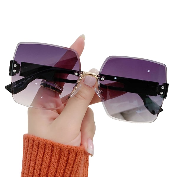 Solbriller Brilletilbehør Kantløs Grå Udendørs cykelgave Sort Elegant Firkantet Brun Pink UV-beskyttelsesbriller（Grå）