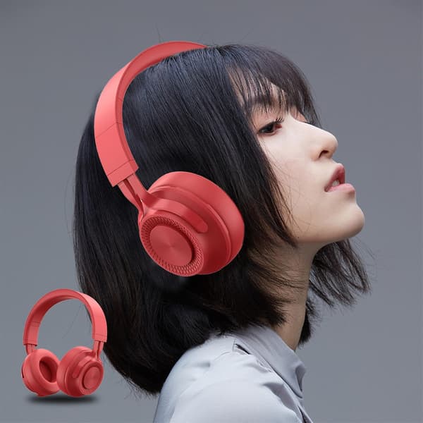Tung bas brusreducerande headset hopfällbart infällbart sport trådlöst Bluetooth headset 20240569（Röd）
