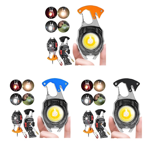 Ny multifunktionel nøglering lommelygte 6 tilstande genopladelig lighter（sort）