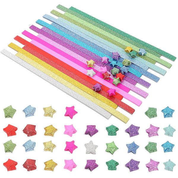 720 ark glitter origami-materialer stjerner til at lave origami foldepapir håndlavet origami (0,01X1X24CM, som vist på billedet)