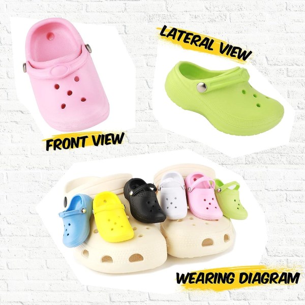 Mini Charms, sett med 6 , Funny Shoe Charms , Mini Cute Littte Crocs Skodekorasjon Charms Pakke For Clog Shoe Bubble Slides Sandaler Dekorasjon (6 farger