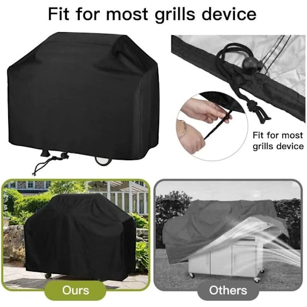 Grillöverdrag Utomhus Grillöverdrag Vattentätt Grillöverdrag UV-skydd Vindtätt Dammtätt (147x61x117cm Svart)