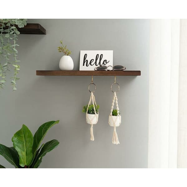 Set med 2 Mini Macrame Växt Hängare för Vägg Entré, Hemmakontor